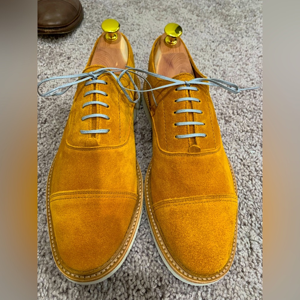 Frye Paul Bal Oxford shoes, 8D, Mustard suede